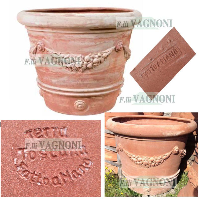 VASO FASTONATO ALTO IN TERRACOTTA TOSCANA CM. 120